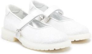 Monnalisa glittered flat ballerina shoes White
