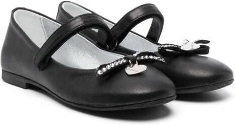 Monnalisa heart-charm ballerina shoes Black