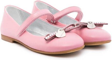 Monnalisa heart-charm ballerina shoes Pink