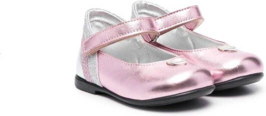 Monnalisa heart-charm leather ballerinas Pink