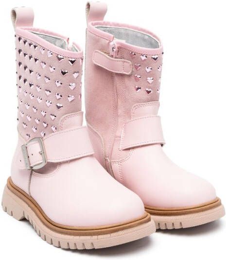 Monnalisa heart-motif ankle boots Pink