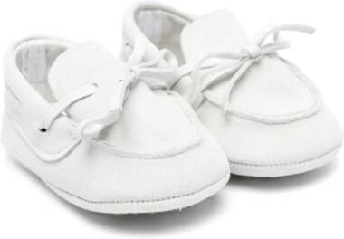 Monnalisa lace-detail suede crib shoes White