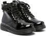Monnalisa lace-up patent leather ankle boots Black - Thumbnail 1