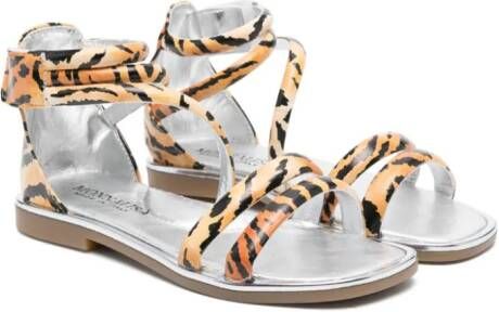 Monnalisa leopard-print touch-strap sandals Brown