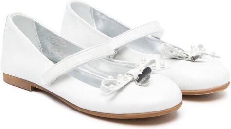 Monnalisa logo-charm 15mm ballerina shoes White