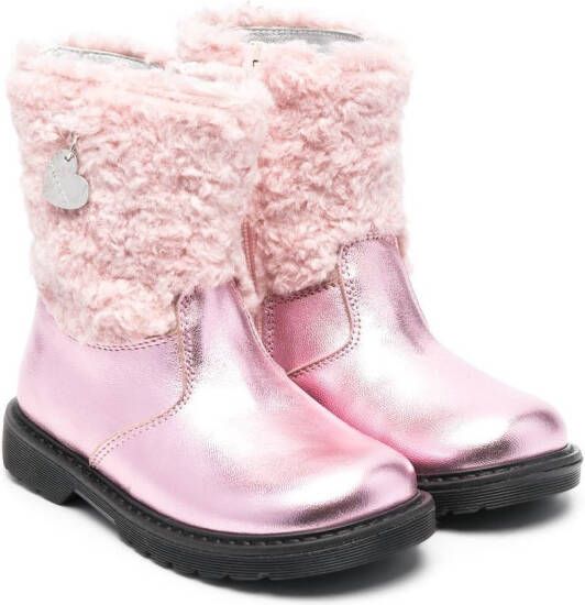 Monnalisa logo-patch ankle boots Pink
