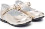 Monnalisa logo-plaque metallic ballerina shoes Gold - Thumbnail 1