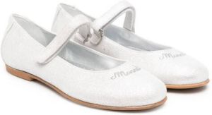 Monnalisa logo-print ballerina shoes Silver