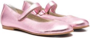 Monnalisa logo-print leather ballerina shoes Pink
