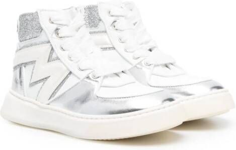 Monnalisa metallic logo-patch sneakers White