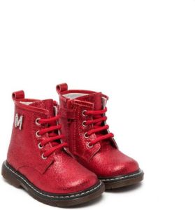 Monnalisa monogram-detail ankle boots Red