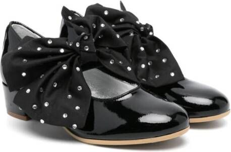 Monnalisa oversized-bow ballerina shoes Black