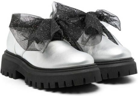 Monnalisa oversized bow loafers Silver