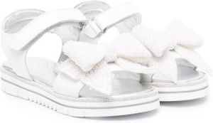 Monnalisa pearl-embellished bow sandals White