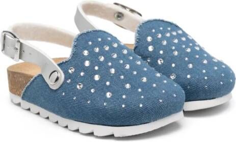 Monnalisa rhinestone-embellished denim sandals Blue