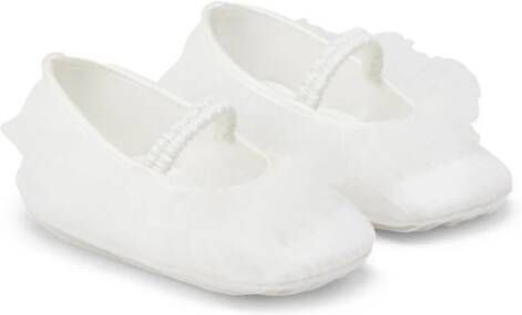 Monnalisa ruffled satin ballerina shoes White