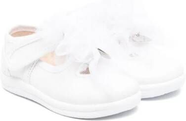 Monnalisa ruffled touch-strap ballerinas White