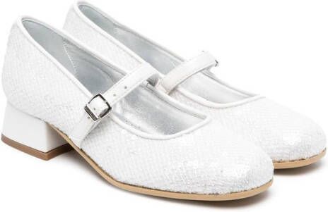 Monnalisa sequin-embellished 35mm ballerina shoes White