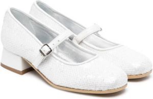 Monnalisa sequin-embellished 35mm ballerina shoes White