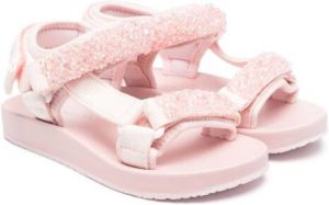 Monnalisa sequin embellished sandals Pink