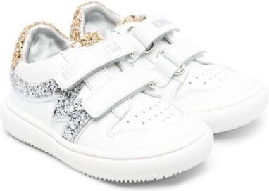 Monnalisa shimmer detail touch-strap sneakers White