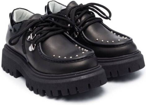 Monnalisa stud-embellished leather loafers Black