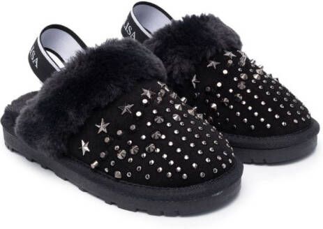 Monnalisa stud-embellished slingback slippers Black