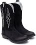 Monnalisa stud-embellished suede cowboy boots Black - Thumbnail 1