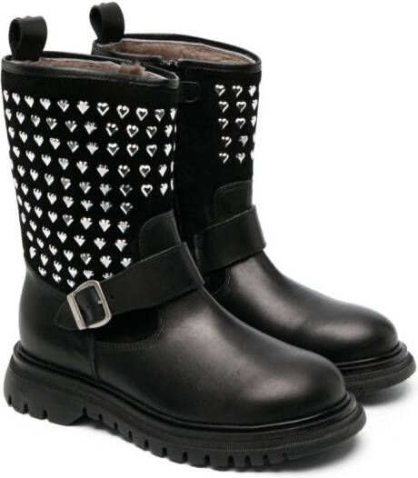 Monnalisa studded buckled ankle boots Black