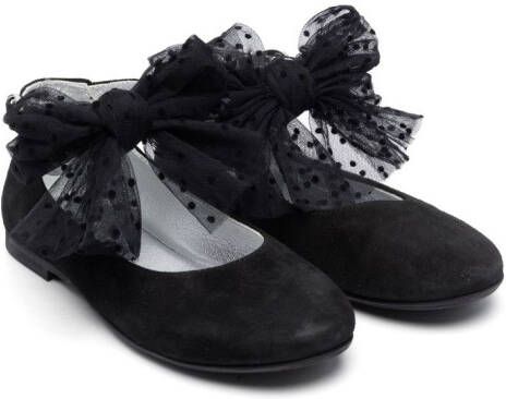 Monnalisa tulle-bow detail ballerina shoes Black