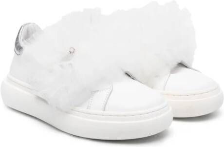 Monnalisa tulle-detailing leather sneakers White