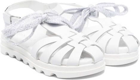 Monnalisa woven bow-detail 30mm sandals White