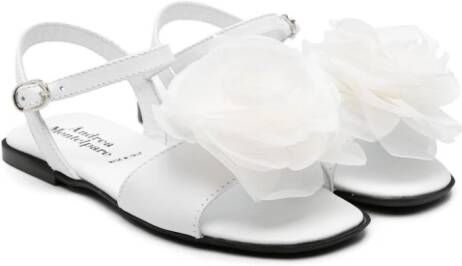 MONTELPARE TRADITION floral-appliqué leather sandals White