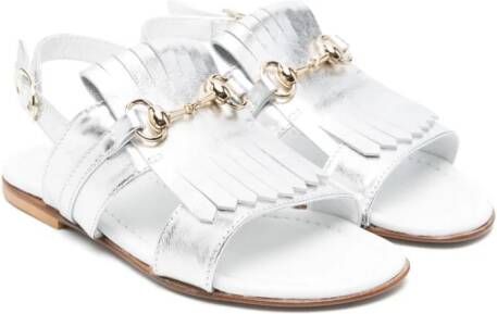MONTELPARE TRADITION fringed leather sandals Silver