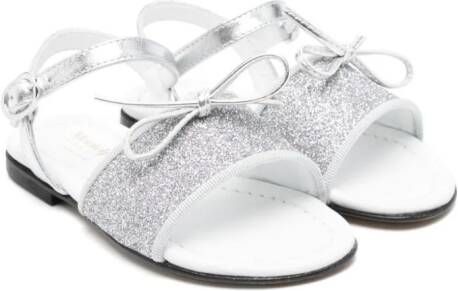 MONTELPARE TRADITION glitter-detail leather sandals Silver