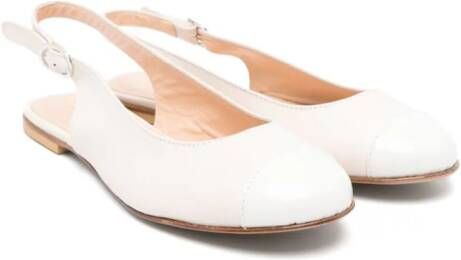 MONTELPARE TRADITION panelled leather ballerina shoes Neutrals