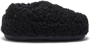 Moon Boot faux-curly-fur slippers Black