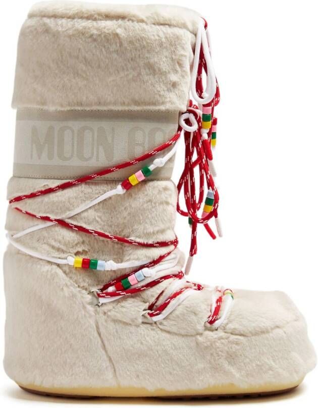 Moon Boot Icon faux-fur beaded boots Neutrals