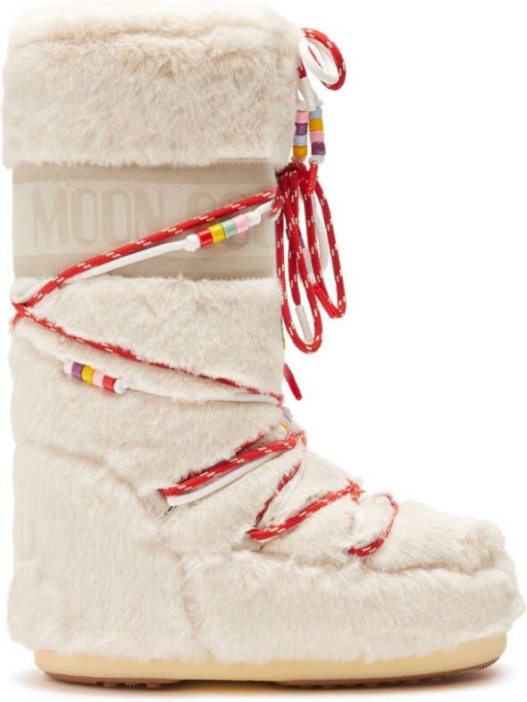 Moon Boot Icon faux-fur beaded boots White