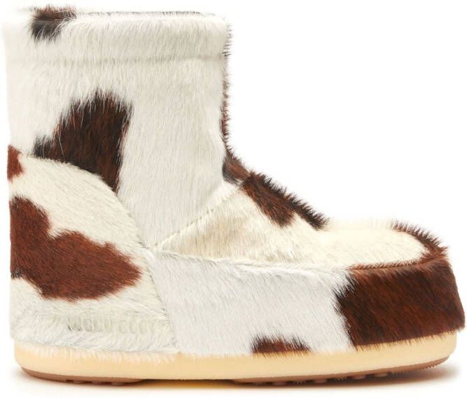 Moon Boot Icon Low cow-print boots White