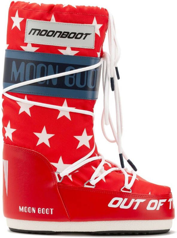 Moon Boot Icon Retrobiker star-print boots Red
