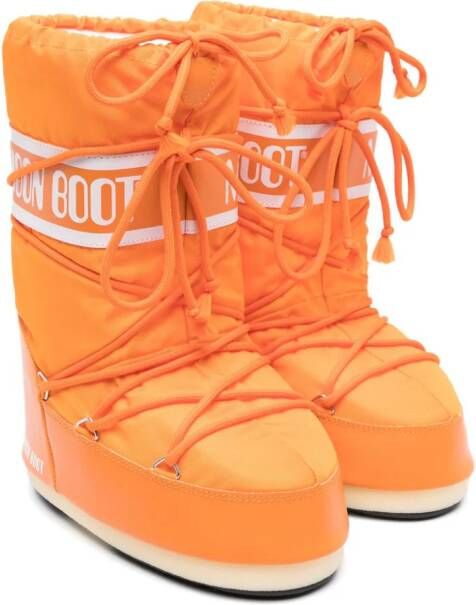 Moon Boot Kids Icon logo-strap snow boots Orange