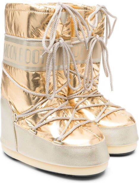 Moon Boot Kids Icon metallic-effect snow boots Gold
