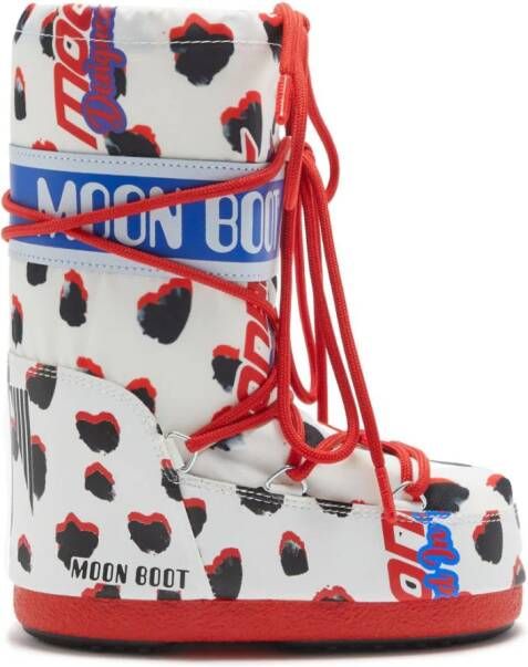 Moon Boot Kids Icon Retrobiker Dalmatian boots Black