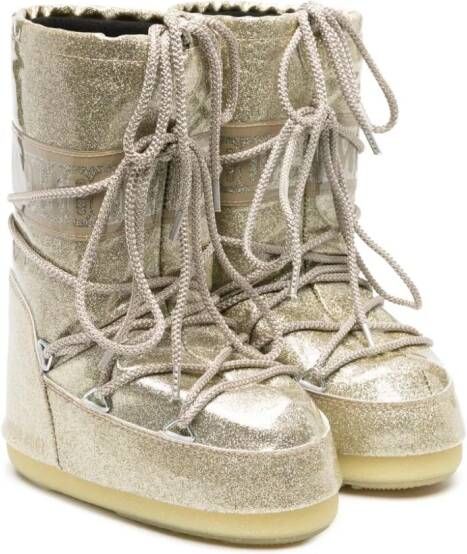 Moon Boot Kids Jtrack Tube glitter snow boots Gold