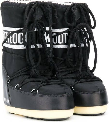 Moon Boot Kids lace up logo snow boots Black