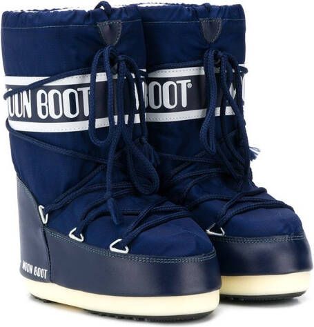 Moon Boot Kids logo lace-up snow boots Blue