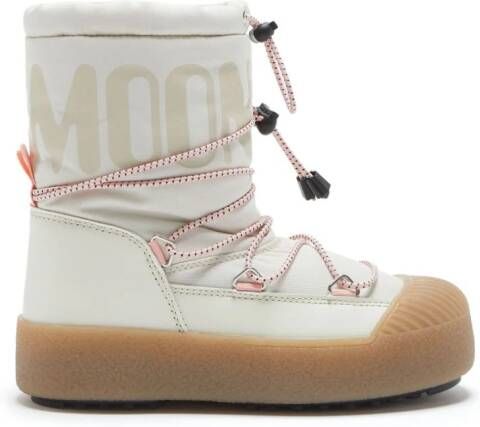 Moon Boot Kids logo-print round-toe boots White