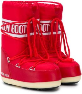 Moon Boot Kids logo print snow boots Red