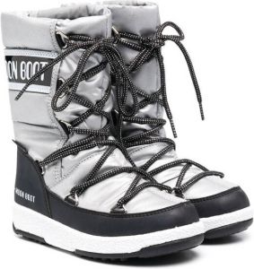 Moon Boot Kids Mid Waterproof Nylon snow boots Silver